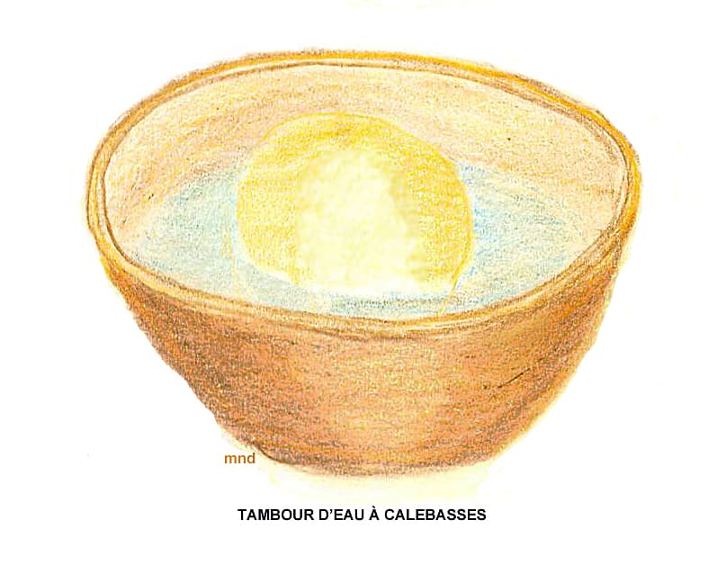 Tambour d eau africain à calebasses — instrument féminin similaire au mondoumé gabonais